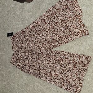 BE COOL rust white floral 100% rayon maxi splitskirt gaucho stretch waist S NEW…